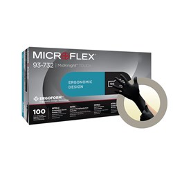 Ansell Gloves - Microflex MidKnight Touch - Black - Nitrile - Non Sterile - Powder Free - Extra Large, 100-Pack