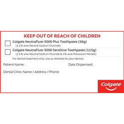 Colgate NeutraFluor Toothpaste Labels - Sheet of 12